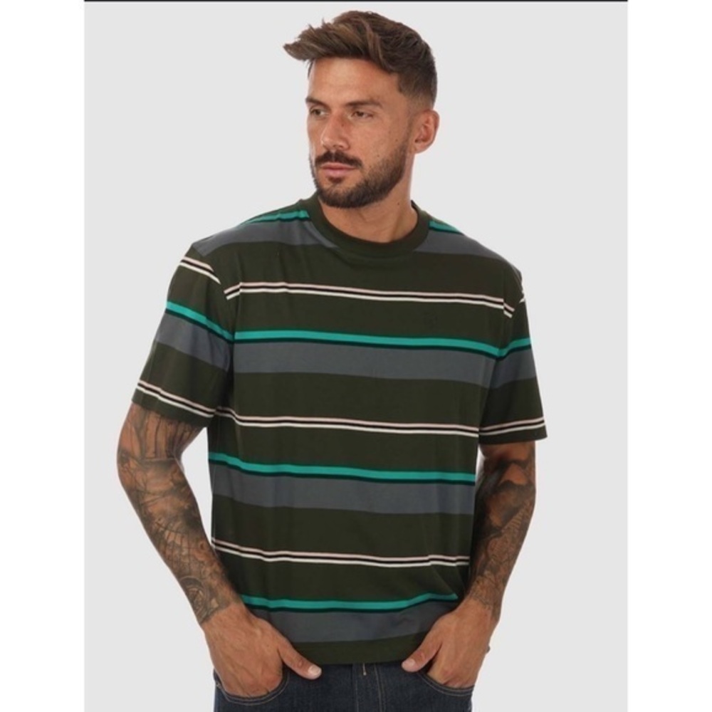 Ted Baker Paleale Green Striped Short Sleeve Casual Tee Shirt